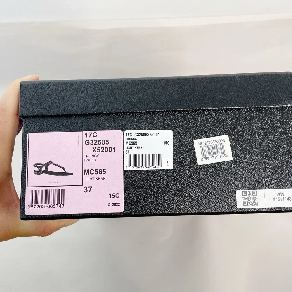 Chanel 17C CC Charm Tweed Sandals